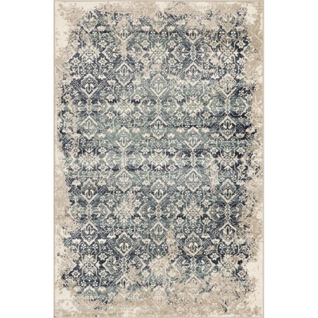 Palacedesigns 3 x 5 ft. Beige & Blue Distressed Diamonds Area Rug - Ivory PA3677229